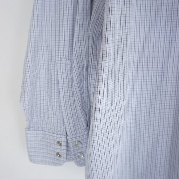 Dickies Blue White Checker Western Cowboy Snap Pearl Button Shirt XL - Picture 8 of 9